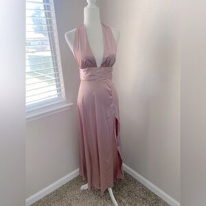 SHEIN Elegant Pink Halter Dress